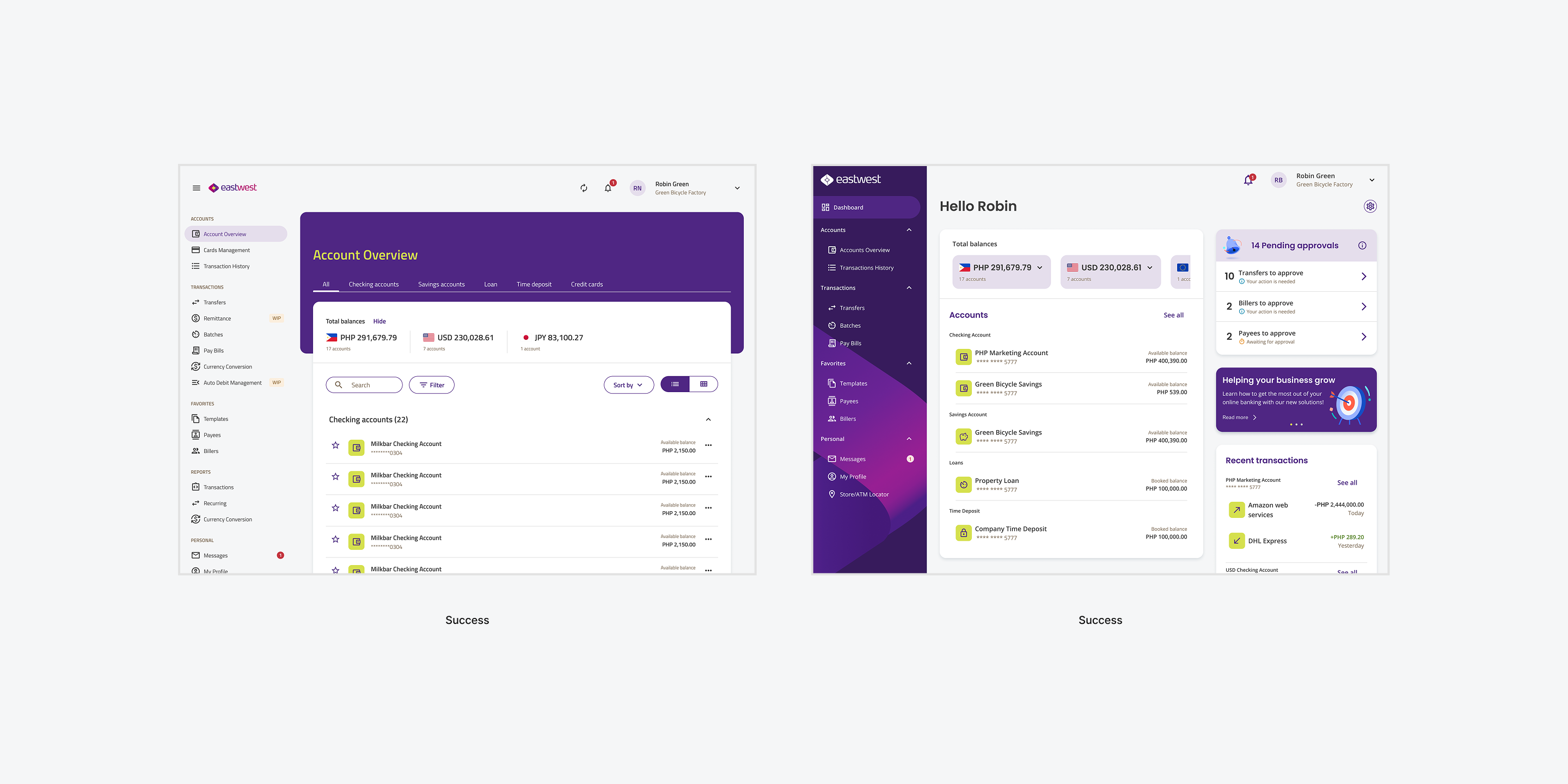 Dashboard and sidebar navigation redesign on desktop and mobile